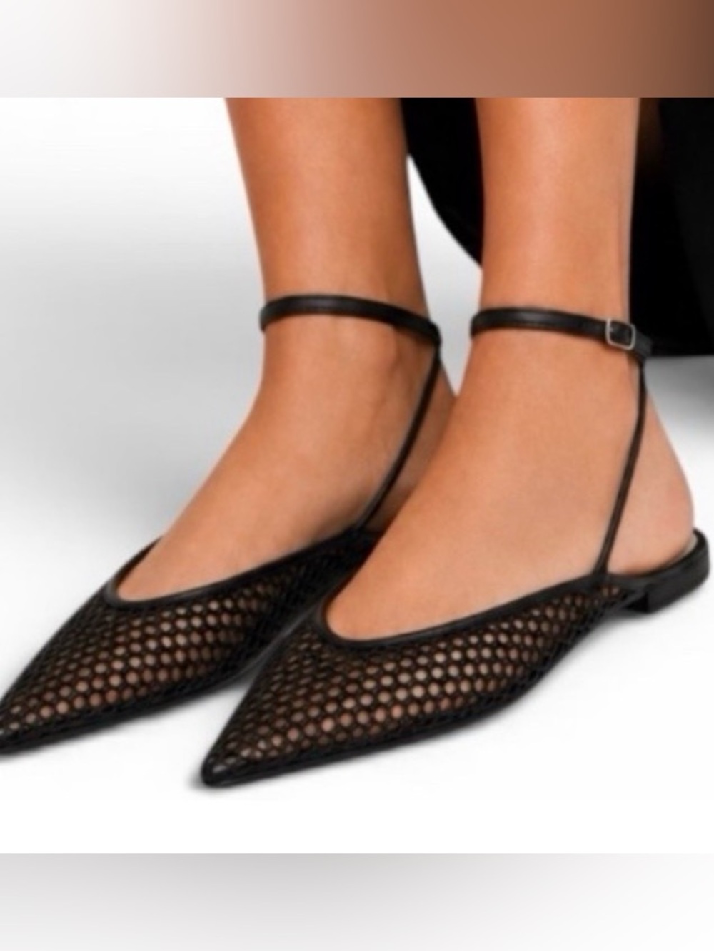 Zara Sleek Pointy Mesh Flats . NWT size 39